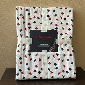Nautica Tablecloth Americana Red White Blue Stars 4th of July 60”x 120”